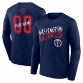 Navy Washington Wizards Hustle Custom Long Sleeve T-Shirt | NBA