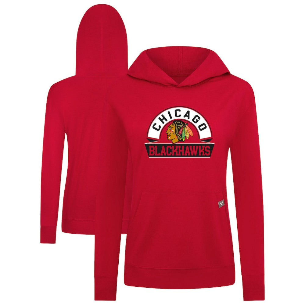Chicago Blackhawks Levelwear Women's Relay Banner Arch Pullover Hoodie - NHL Hoodies