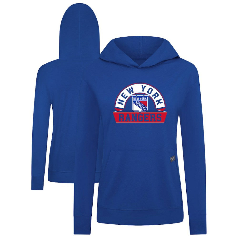 New York Rangers Levelwear Women's Relay Banner Arch Pullover Hoodie - NHL Hoodies