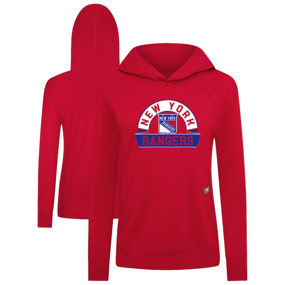 New York Rangers Levelwear Women's Relay Banner Arch Pullover Hoodie - NHL Hoodies