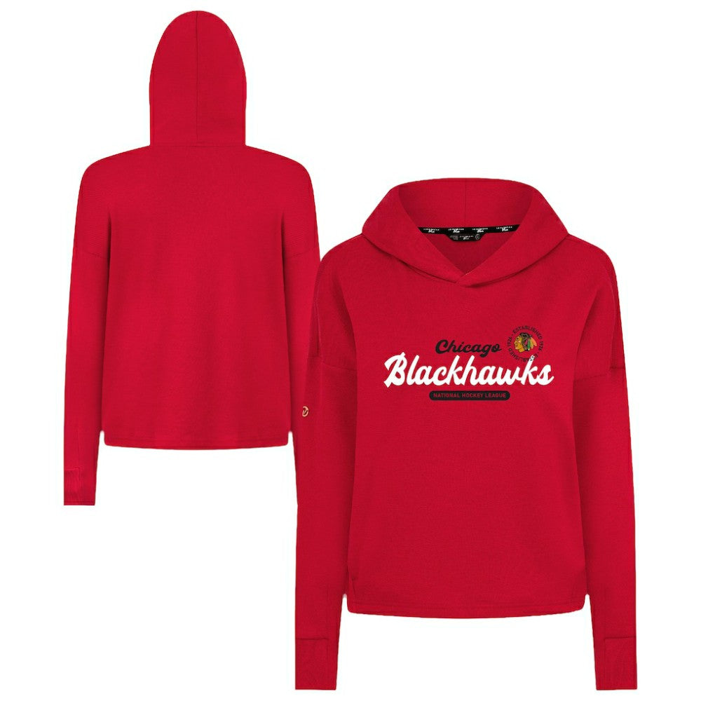 Chicago Blackhawks Levelwear Women's Sweet Monument Tri-Blend Cropped Pullover Hoodie - NHL Hoodies