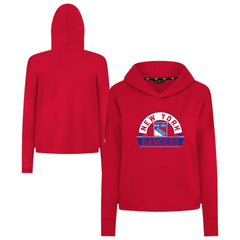 New York Rangers Levelwear Women's Sweet Banner Arch Tri-Blend Cropped Pullover Hoodie - NHL Hoodies