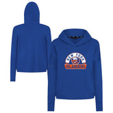 New York Islanders Levelwear Women's Sweet Banner Arch Tri-Blend Cropped Pullover Hoodie - NHL Hoodies