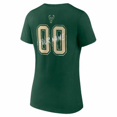Hunter Green Milwaukee Bucks Women's Hustle Custom V-Neck T-Shirt | NBA