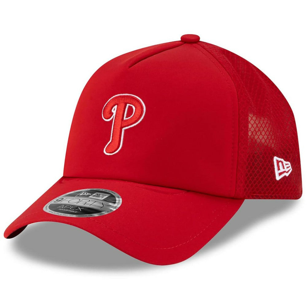 Philadelphia Phillies New Era 2026 Batting Practice Apex 9FORTY Adjustable Trucker Hat - MLB Hats