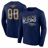 Navy New Orleans Pelicans Hustle Custom Long Sleeve T-Shirt | NBA