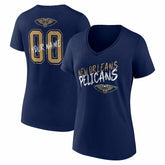 Navy New Orleans Pelicans Women's Hustle Custom V-Neck T-Shirt | NBA