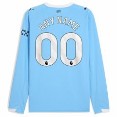 Manchester City 2025/26 Home Replica Long Sleeve Custom Jersey