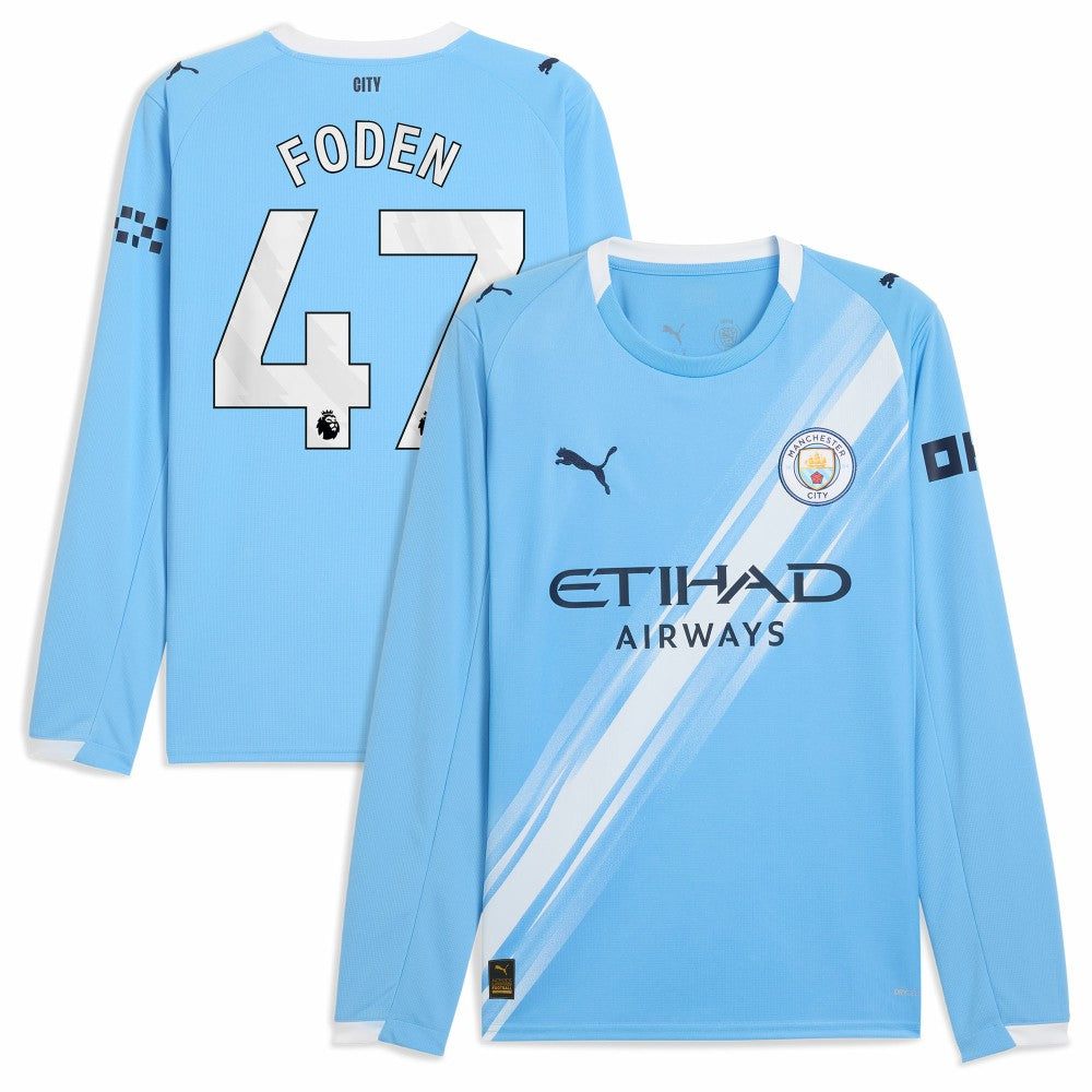 Phil Foden Manchester City 2025/26 Home Replica Long Sleeve Player Jersey