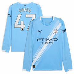 Phil Foden Manchester City 2025/26 Home Replica Long Sleeve Player Jersey