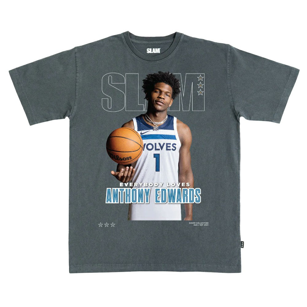 Charcoal Anthony Edwards Minnesota Timberwolves SLAM Cover T-Shirt | NBA