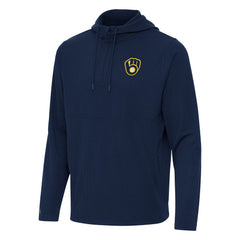 Milwaukee Brewers Antigua Connected Quarter-Zip Pullover Hoodie - MLB Hoodies