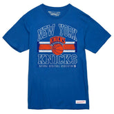 Royal New York Knicks Striped Logo Lockup Premium T-Shirt | NBA