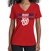 Washington Nationals Starter Women's Team Color Shading V-Neck T-Shirt - MLB T-shirts