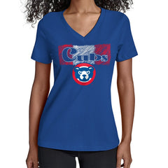 Chicago Cubs Starter Women's Team Color Shading V-Neck T-Shirt - MLB T-shirts