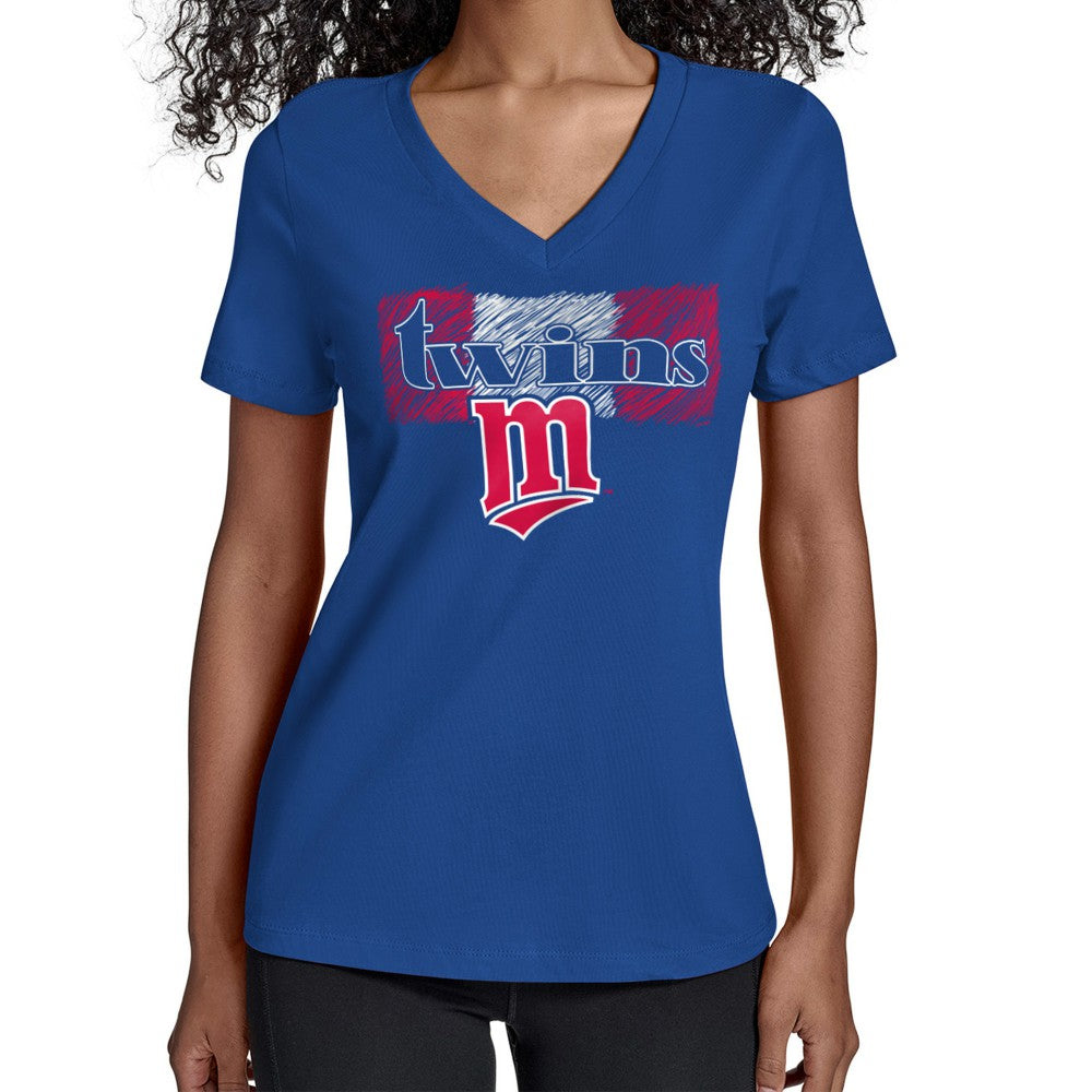 Minnesota Twins Starter Women's Team Color Shading V-Neck T-Shirt - MLB T-shirts