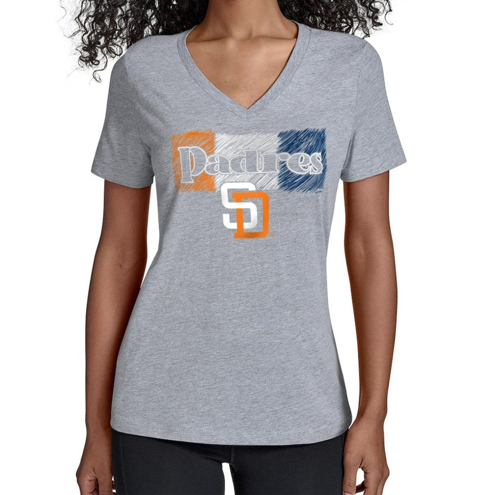 San Diego Padres Starter Women's Team Color Shading V-Neck T-Shirt - MLB T-shirts