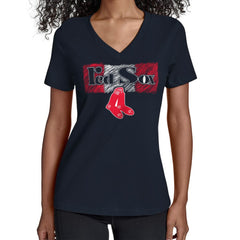 Boston Red Sox Starter Women's Team Color Shading V-Neck T-Shirt - MLB T-shirts