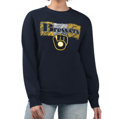 Milwaukee Brewers Starter Women's Team Color Shading Fleece Pullover Sweatshirt - MLB Pullover