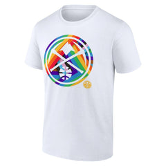 White Denver Nuggets Team Logo Pride T-Shirt sale | NBA
