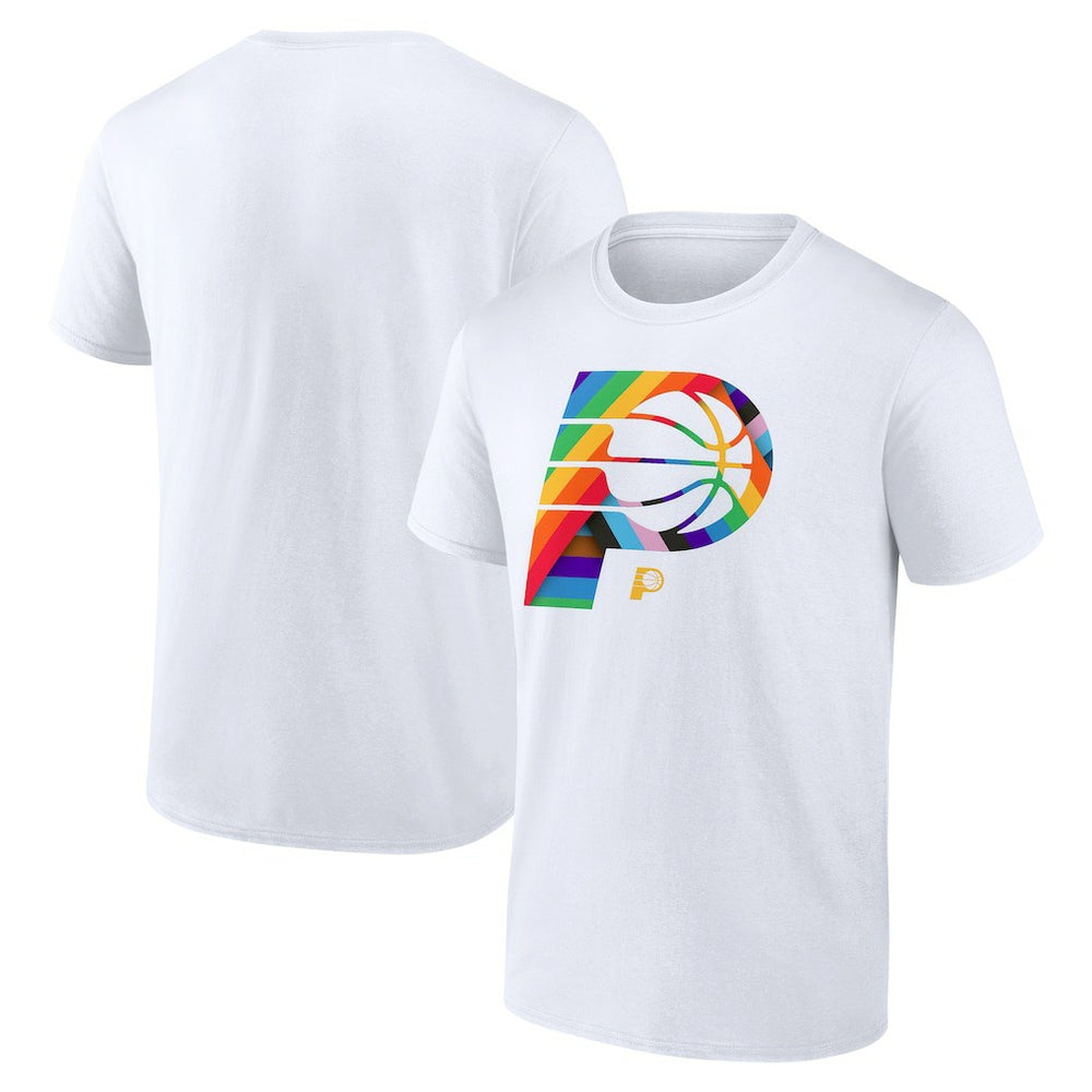 White Indiana Pacers Team Logo Pride T-Shirt | NBA