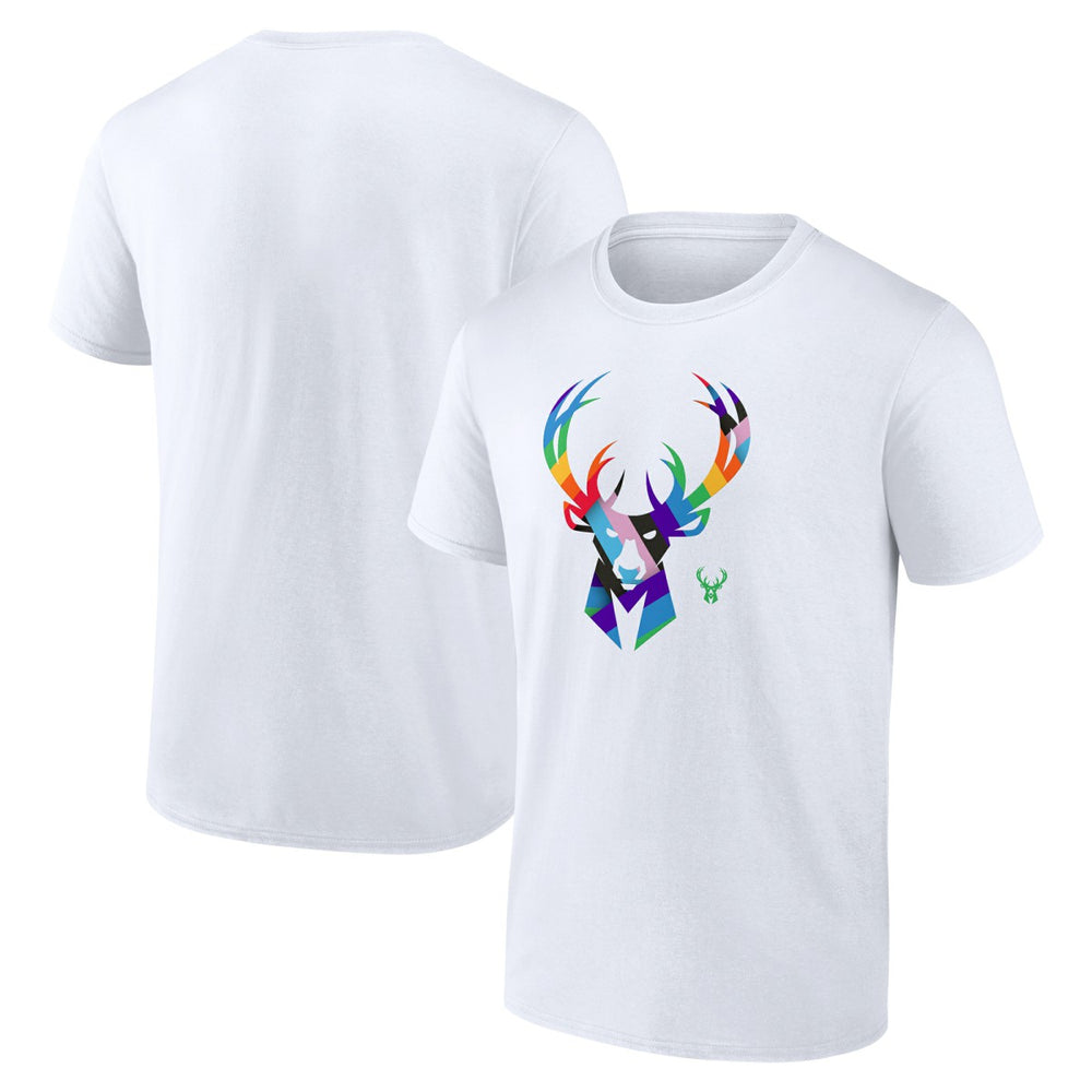 White Milwaukee Bucks Team Logo Pride T-Shirt | NBA