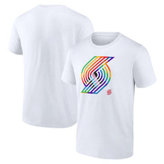 White Portland Trail Blazers Team Logo Pride T-Shirt | NBA