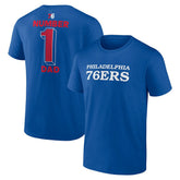 Royal Philadelphia 76ers #1 Dad Jersey T-Shirt | NBA