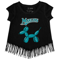 Miami Marlins Tiny Turnip Girls Youth Balloon Dog Fringe T-Shirt - MLB T-shirts