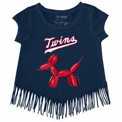 Minnesota Twins Tiny Turnip Girls Youth Balloon Dog Fringe T-Shirt - MLB T-shirts