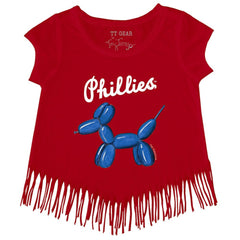 Philadelphia Phillies Tiny Turnip Girls Youth Balloon Dog Fringe T-Shirt - MLB T-shirts