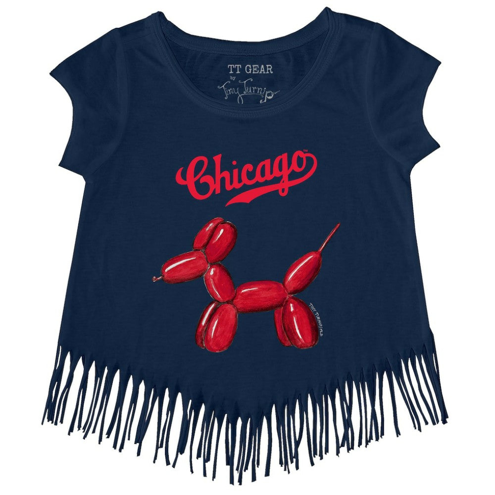 Chicago Cubs Tiny Turnip Girls Youth Balloon Dog Fringe T-Shirt - MLB T-shirts