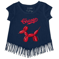 Chicago Cubs Tiny Turnip Girls Youth Balloon Dog Fringe T-Shirt - MLB T-shirts