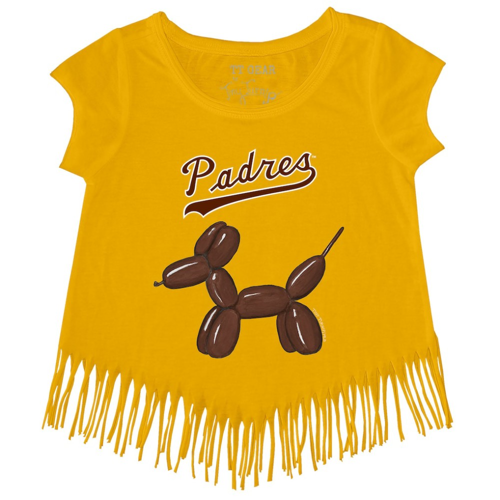 San Diego Padres Tiny Turnip Girls Youth Balloon Dog Fringe T-Shirt - MLB T-shirts