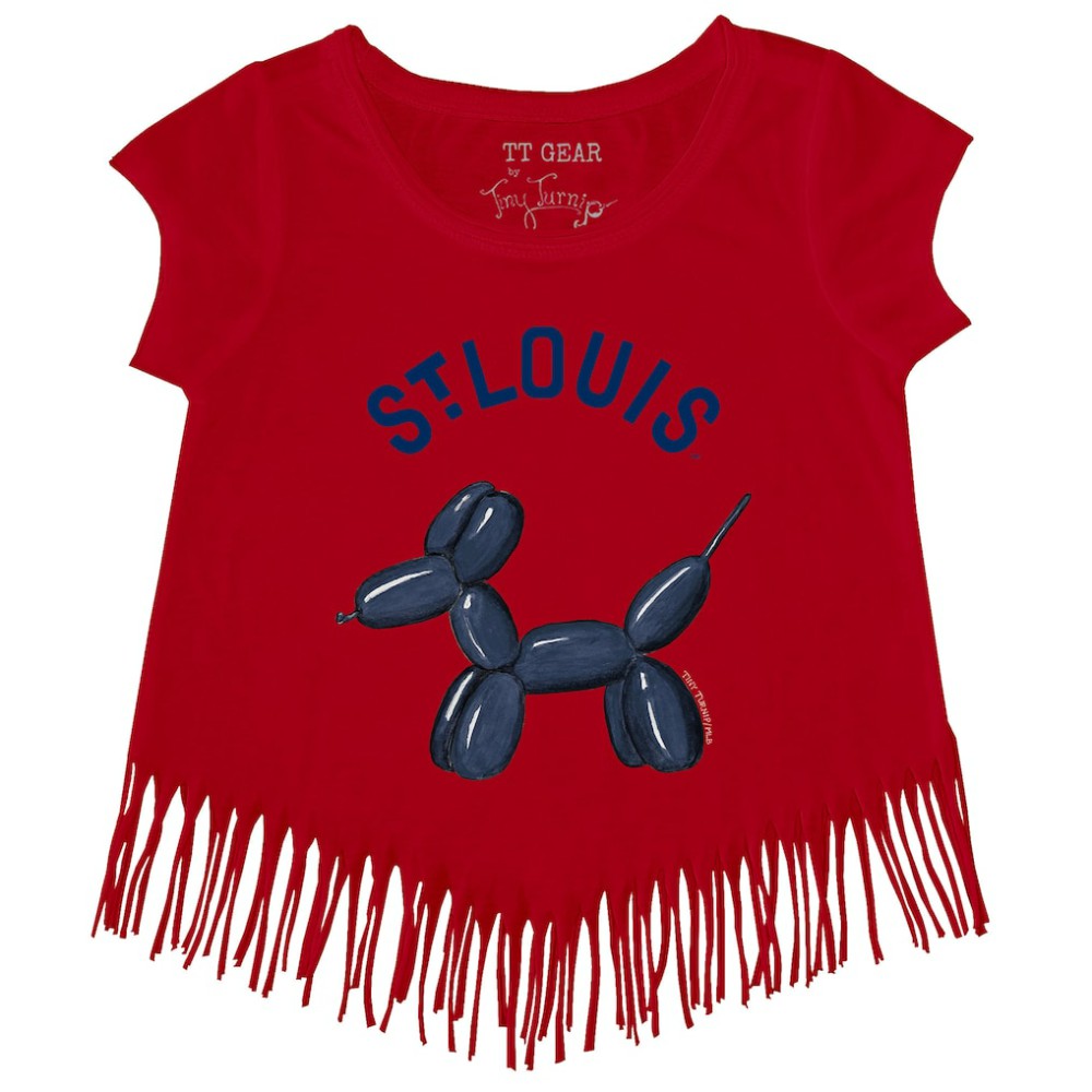 St. Louis Cardinals Tiny Turnip Girls Youth Balloon Dog Fringe T-Shirt - MLB T-shirts