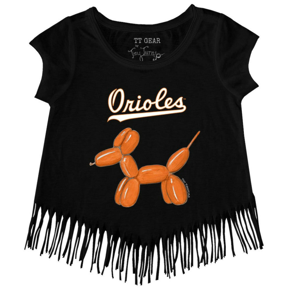 Baltimore Orioles Tiny Turnip Girls Youth Balloon Dog Fringe T-Shirt - MLB T-shirts