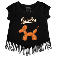 Baltimore Orioles Tiny Turnip Girls Youth Balloon Dog Fringe T-Shirt - MLB T-shirts