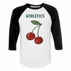 Athletics Tiny Turnip Women's Cherries 3/4-Sleeve Raglan Baseball T-Shirt - MLB T-shirts