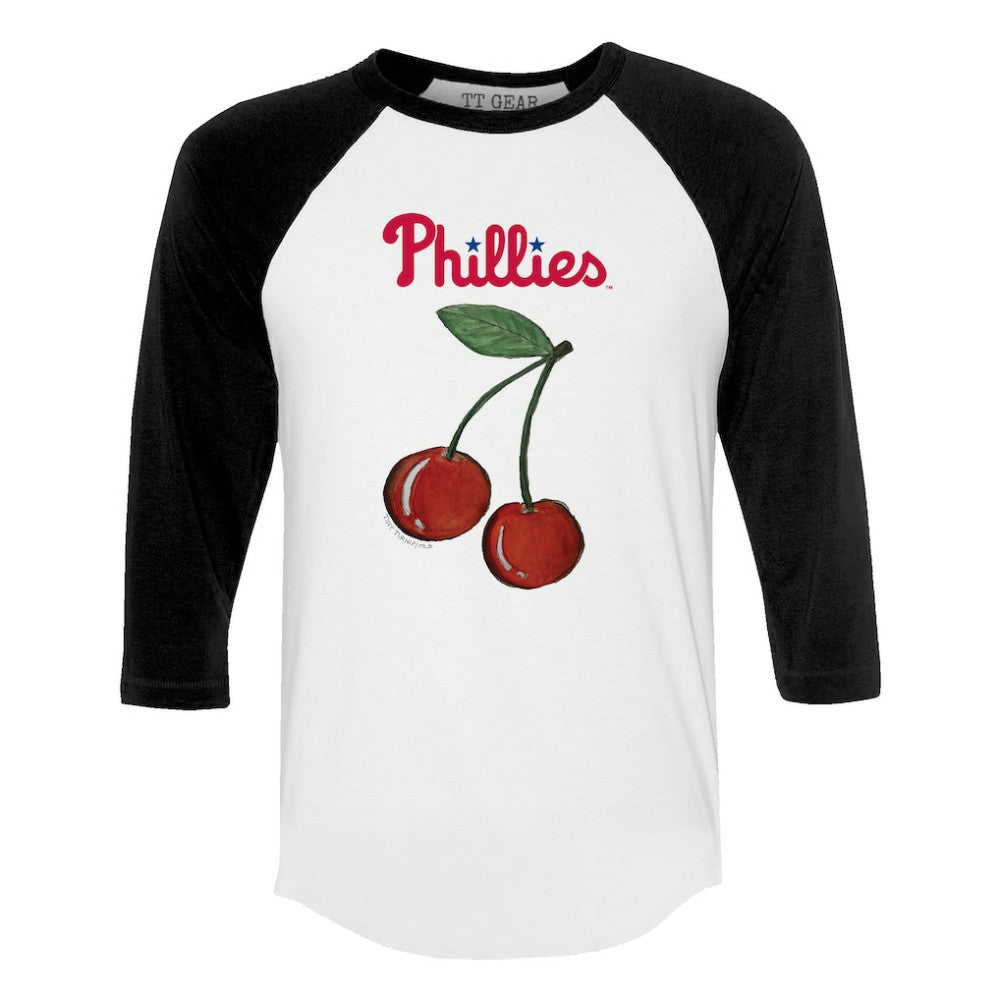 Philadelphia Phillies Tiny Turnip Women's Cherries 3/4-Sleeve Raglan Baseball T-Shirt - MLB T-shirts