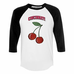 Cincinnati Reds Tiny Turnip Women's Cherries 3/4-Sleeve Raglan Baseball T-Shirt - MLB T-shirts