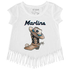 Miami Marlins Tiny Turnip Girls Youth Cowboy Boot Fringe T-Shirt - MLB T-shirts