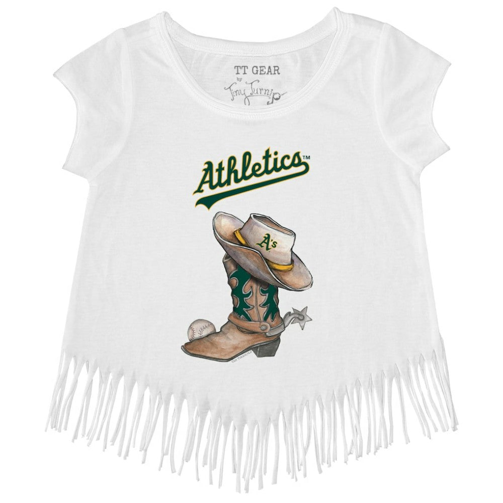 Athletics Tiny Turnip Girls Youth Cowboy Boot Fringe T-Shirt - MLB T-shirts
