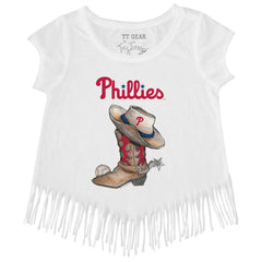 Philadelphia Phillies Tiny Turnip Girls Youth Cowboy Boot Fringe T-Shirt - MLB T-shirts
