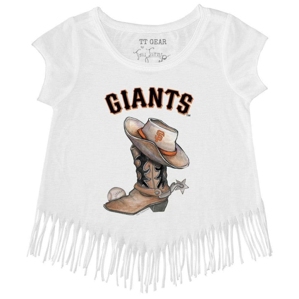 San Francisco Giants Tiny Turnip Girls Youth Cowboy Boot Fringe T-Shirt - MLB T-shirts
