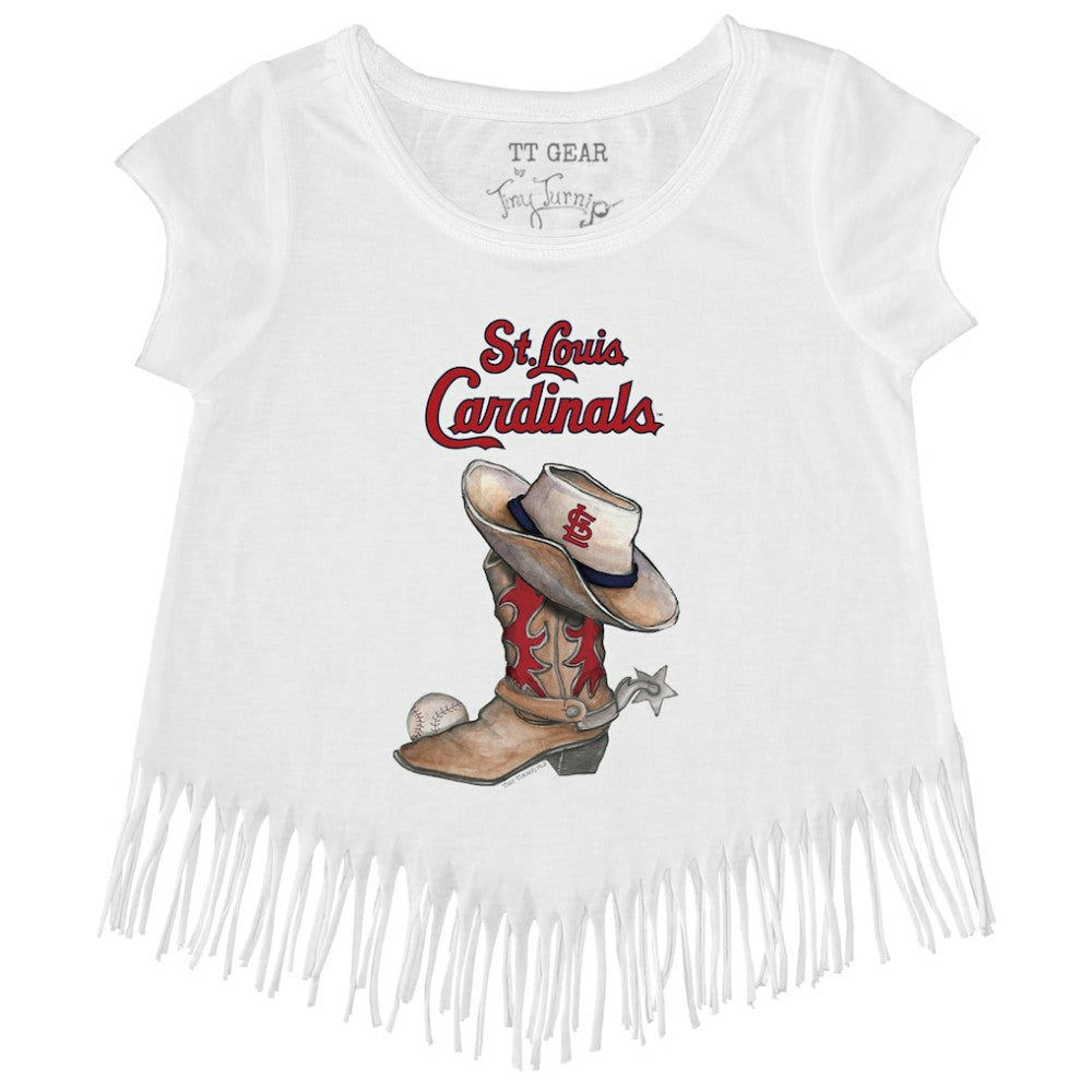 St. Louis Cardinals Tiny Turnip Girls Youth Cowboy Boot Fringe T-Shirt - MLB T-shirts