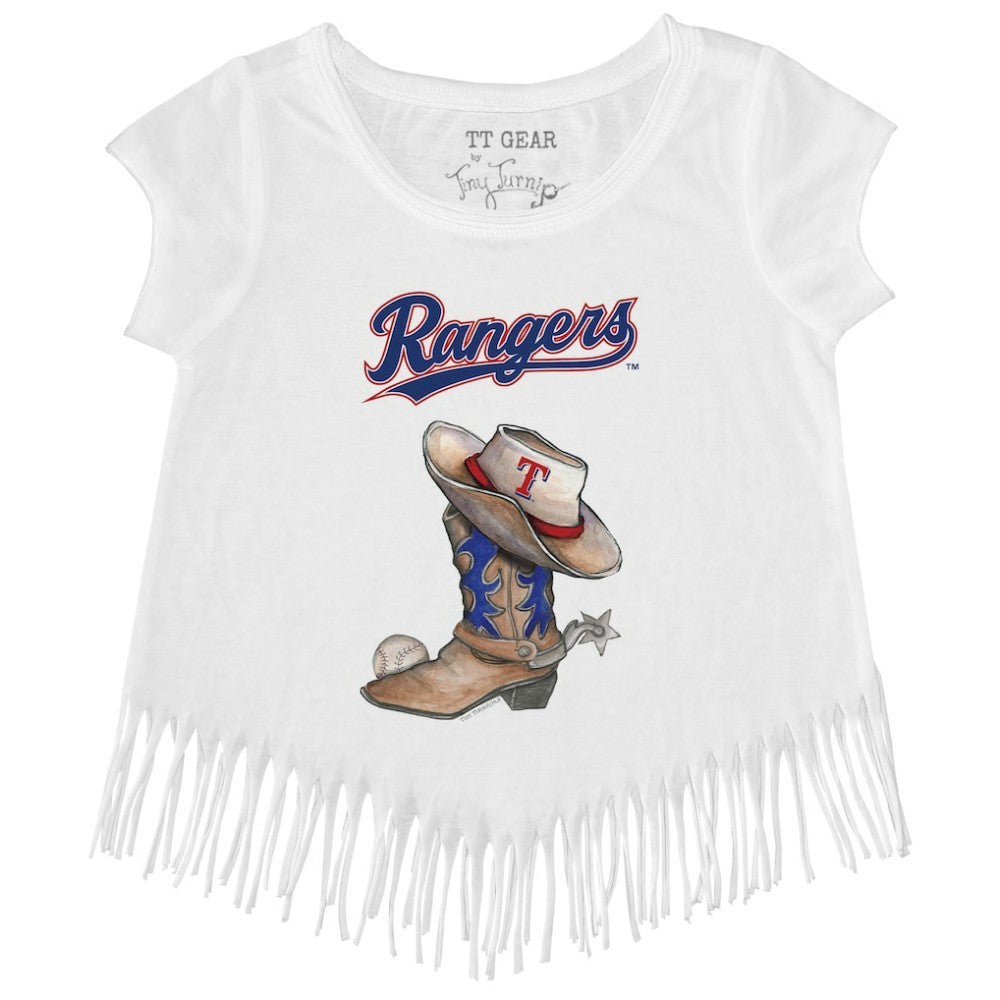 Texas Rangers Tiny Turnip Girls Youth Cowboy Boot Fringe T-Shirt - MLB T-shirts