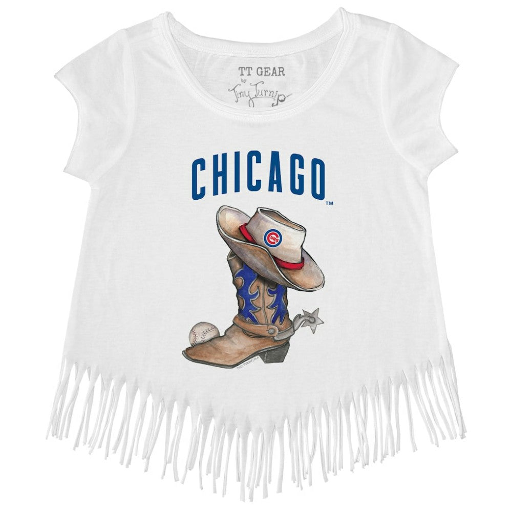 Chicago Cubs Tiny Turnip Girls Youth Cowboy Boot Fringe T-Shirt - MLB T-shirts