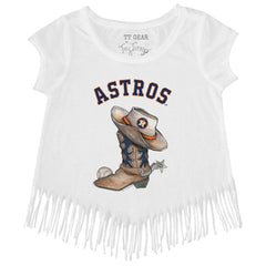 Houston Astros Tiny Turnip Girls Youth Cowboy Boot Fringe T-Shirt - MLB T-shirts