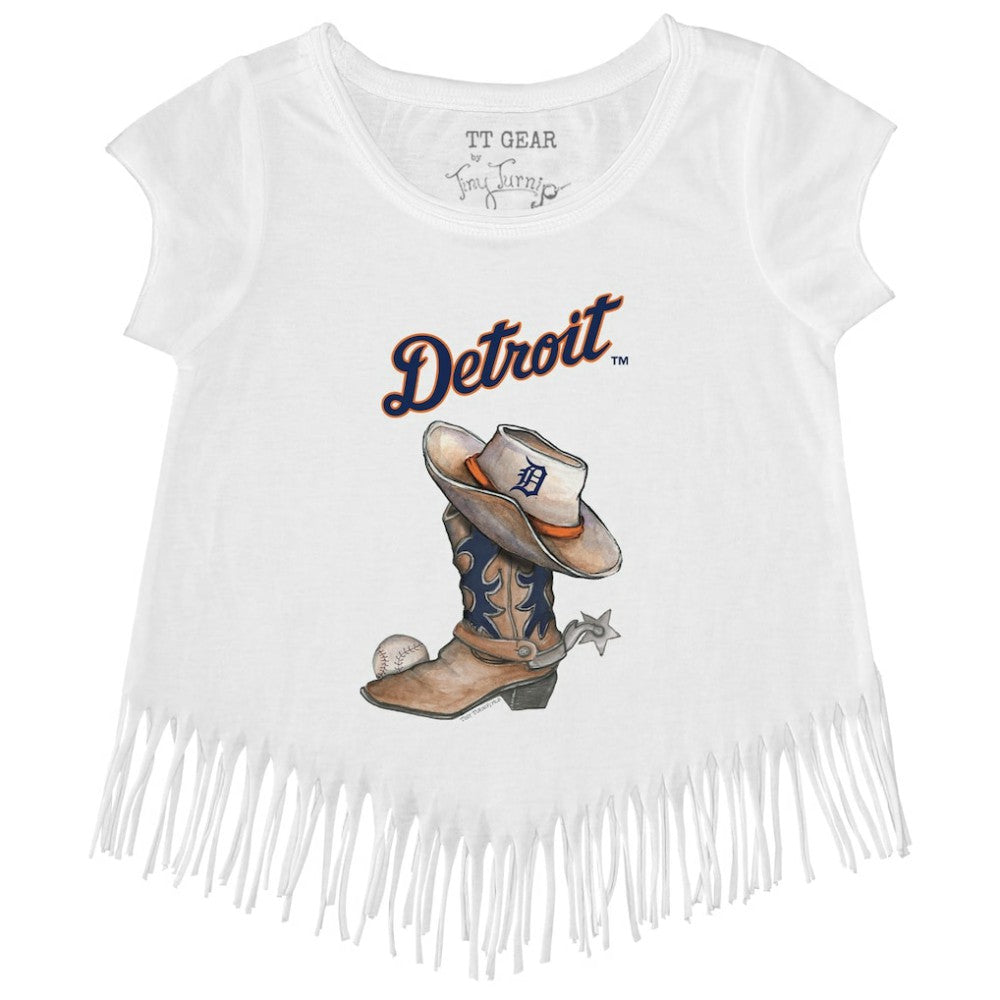 Detroit Tigers Tiny Turnip Girls Youth Cowboy Boot Fringe T-Shirt - MLB T-shirts