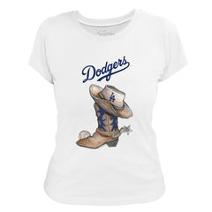 Los Angeles Dodgers Tiny Turnip Women's Cowboy Boot T-Shirt - MLB T-shirts
